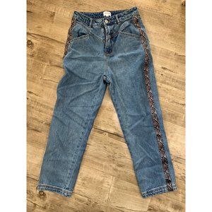 Le Lis Collection High Rise Phyton Snake Straight Leg Denim Jeans Blue Womens S